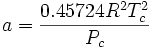 a = \frac{0.45724R^2T_c^2}{P_c}