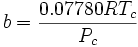 b = \frac{0.07780RT_c}{P_c}